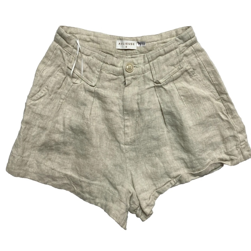 Aulieude Shorts Womens 6 Tan Linen Boho
